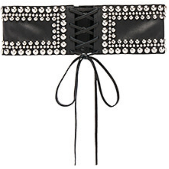 Black Corset Metal Stud Embellished Belt - Picture 2 of 6